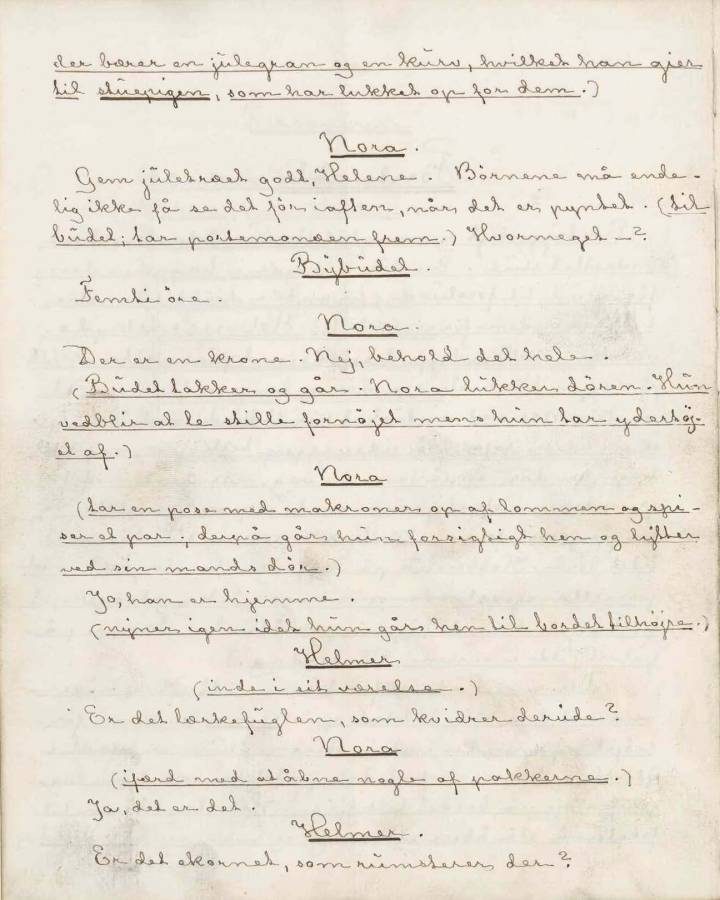 An excerpt from Henrik Ibsen’s A DOLL'S HOUSE in Norwegian, circa 1879 (Library of Congress)